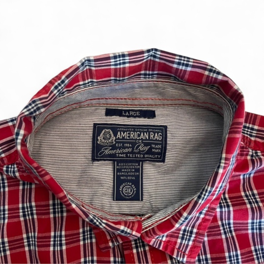 American Rag Men's Red‎ and Blue Plaid Shirt Large